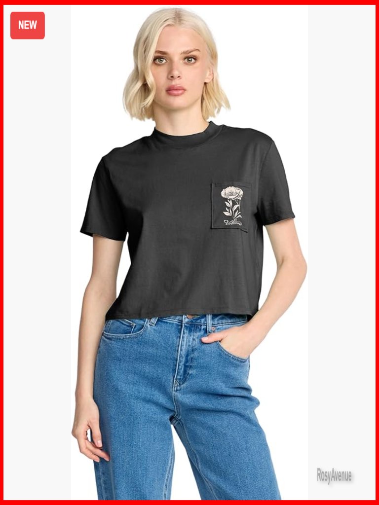 Short Sleeve Pocket Tee With Screen Print, Regular Fit Cotton Crew Neck
